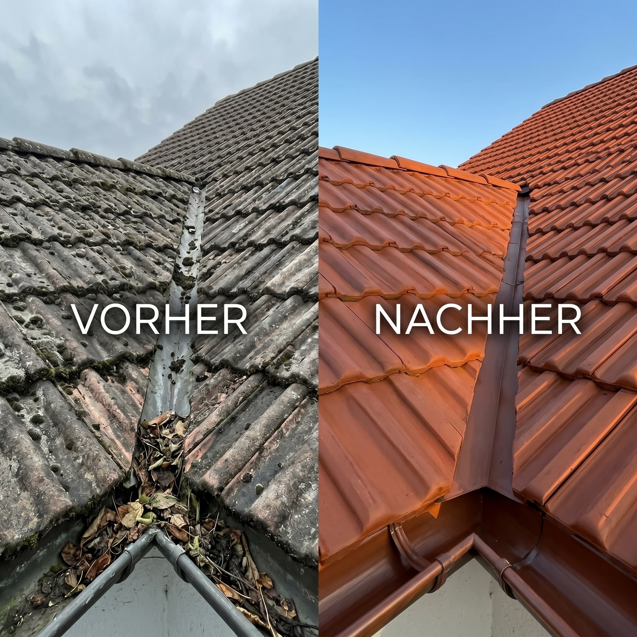 Vorher/Nachher — Dachreinigung